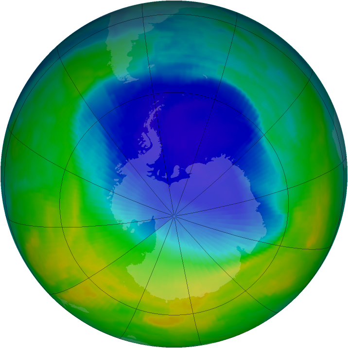Antarctic ozone map for 10 November 1997